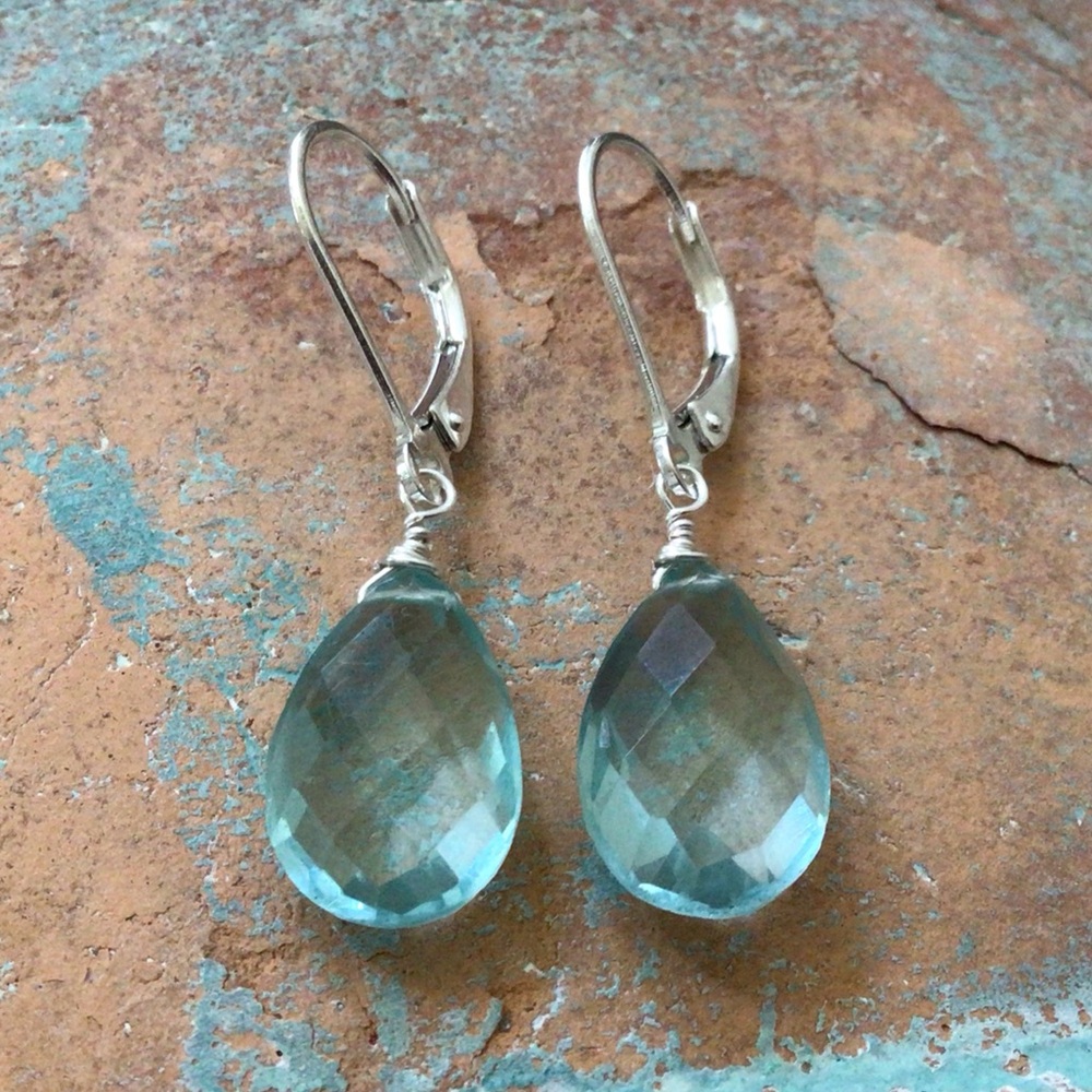 Handcrafted Aquamarine Quartz Earrings Sundance Charm